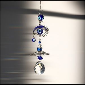 Evil Eye Suncatchers W/ Crystal Prism Balls For Window Hanging Hook Garden Decor
